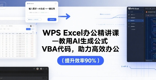 WPS Excel办公精讲课，教用 AI 生成公式，VBA 代码，助力高效办公-轻创终点站