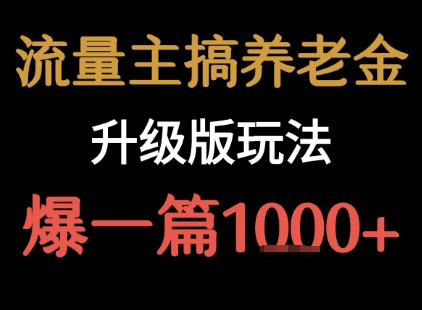 流量主之养老金升级版玩法  爆一篇收益1k+-轻创终点站