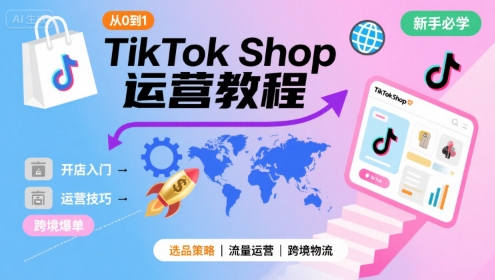 TikTok Shop从0到1运营教程，TikTok跨境电商新手必学课程-轻创终点站