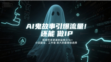 AI鬼故事引爆流量，还能做IP，视频号多渠道收益单日1k+，小白副业、工作室放大的最佳选择-轻创终点站