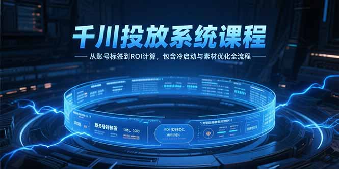 千川投放系统课程，从账号标签到ROI计算，包含冷启动与素材优化全流程-轻创终点站