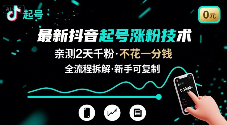 最新抖音起号涨粉技术，亲测2天千粉，不花一分钱，全流程拆解-轻创终点站