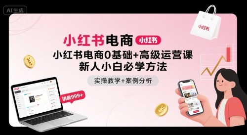 小红书电商0基础+高级运营课，新人小白必学方法，实操教学+案例分析-轻创终点站