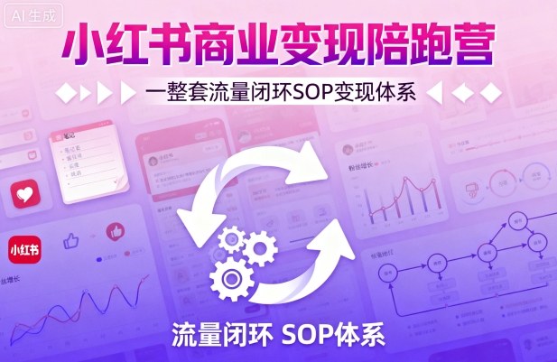 小红书商业变现陪跑营，轻IP矩阵 私域获客 聚光投流，一整套流量闭环SOP变现体系-轻创终点站