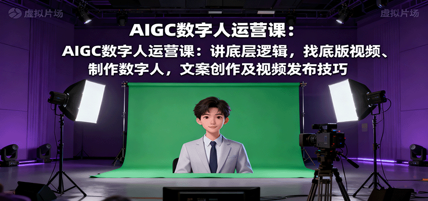 AIGC数字人运营课：讲底层逻辑，找底版视频、制作数字人，文案创作及视频发布技巧-轻创终点站