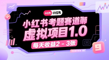 小红书考题赛道虚拟项目1.0，项目操作简单，每天收益2-3张-轻创终点站