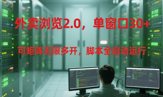 外卖浏览2.0，单窗口30+可矩阵无限多开，脚本全自动运行【揭秘】-轻创终点站