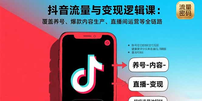 抖音流量与变现逻辑课：覆盖养号、爆款内容生产、直播间运营等全链路-轻创终点站