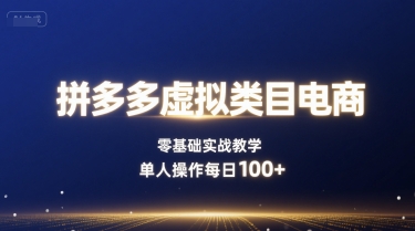 拼多多虚拟类目电商，零基础实战教学，单人操作每日100+-轻创终点站