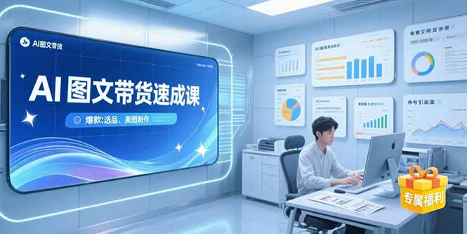 AI图文带货速成课，养号引流秘籍，爆款选品策略，美图制作全流程-轻创终点站