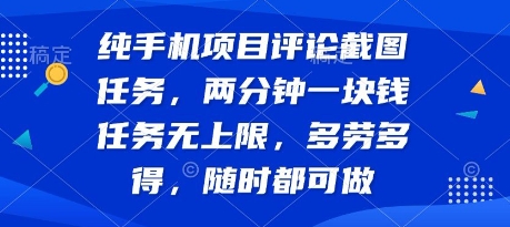 纯手机项目评论截图任务，两分钟一块钱 任务无上限多劳多得，随时随地都能做【揭秘】-轻创终点站