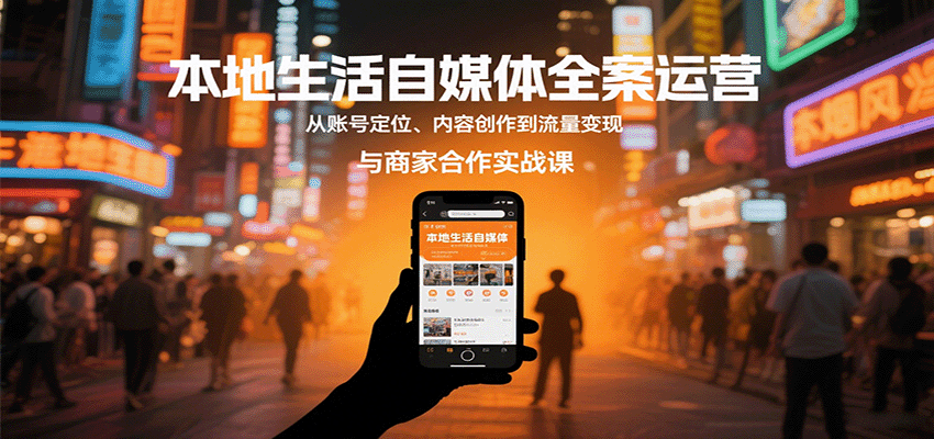 本地生活自媒体全案运营,从账号定位、内容创作到流量变现与商家合作实战课-轻创终点站