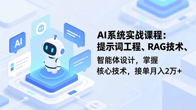 AI系统实战课程，提示词工程、RAG技术、智能体设计，掌握核心技术，接单月入2万+-轻创终点站