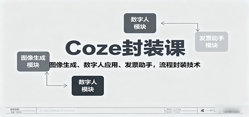 Coze封装课，图像生成、数字人应用、发票助手，流程封装技术-轻创终点站
