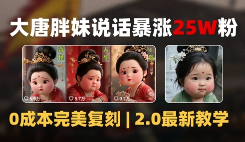 AI大唐胖贵妃说话2.0，40条视频暴涨40w粉，附独家变现攻略-轻创终点站