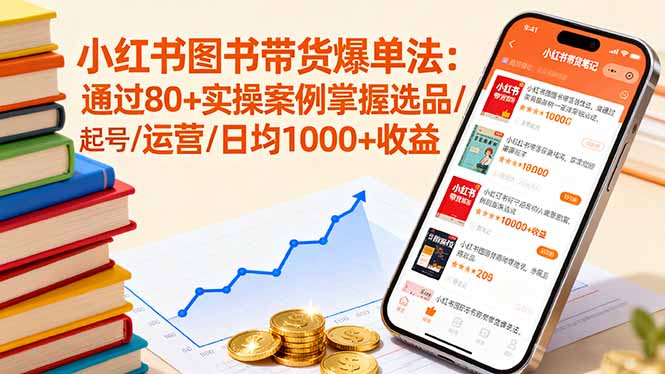 小红书图书带货爆单法：通过80+实操案例掌握选品/起号/运营/日均1000+收益-轻创终点站