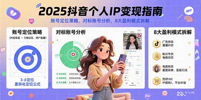 2025抖音个人IP变现指南，账号定位策略，对标账号分析，8大盈利模式拆解-轻创终点站
