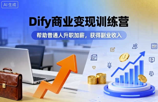 Dify商业变现训练营，帮助普通人升职加薪，获得副业收入-轻创终点站