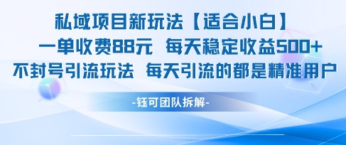 私域项目新玩法【适合小白】 一单收费88.每天稳定收益几张-轻创终点站