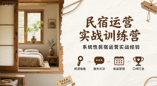 民宿运营实战训练营，系统性民宿运营实战经验-轻创终点站