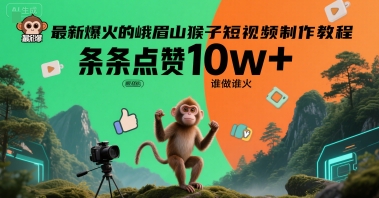 最新爆火的峨眉山猴子短视频制作教程，条条点赞10w+，谁做谁火【教程+提示词】-轻创终点站