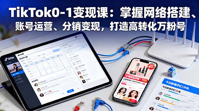 TikTok0-1变现课:掌握网络搭建、账号运营、分销变现,打造高转化万粉号-轻创终点站