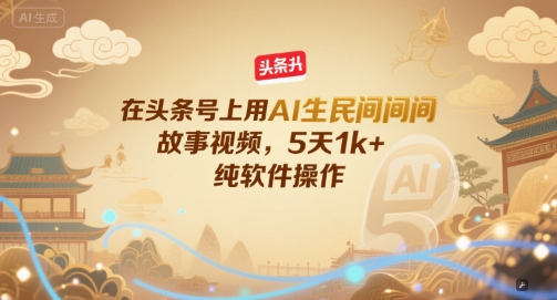 在头条号上用AI生民间故事视频，5天1k+，纯软件操作-轻创终点站