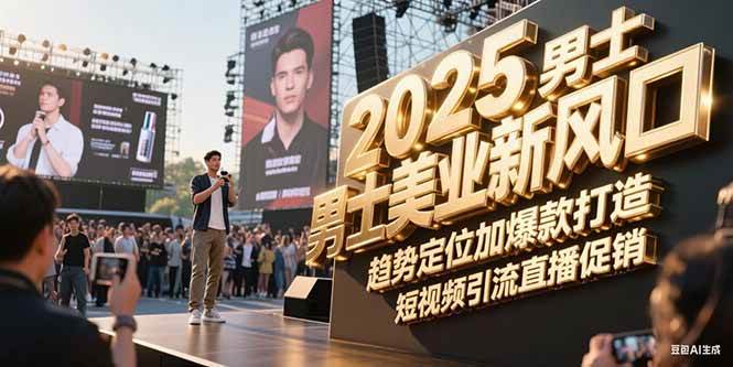 2025男士美业新风口，趋势定位加爆款打造，短视频引流直播促销-轻创终点站