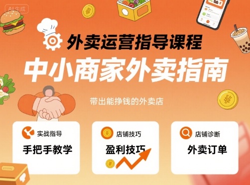 外卖运营指导课程，中小商家外卖指南，手把手带出能挣钱的外卖店-轻创终点站