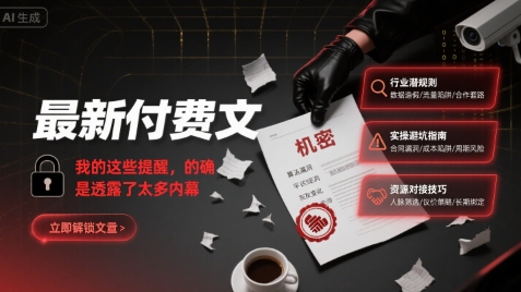 最新付费文：我的这些提醒，的确是透露了太多内幕-轻创终点站