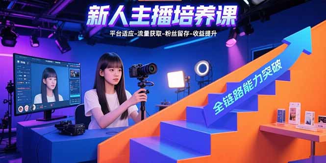 新人主播培养课：平台适应-流量获取-粉丝留存-收益提升 全链路能力突破-轻创终点站