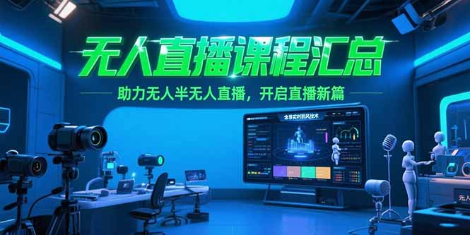 无人直播课程汇总，含非实时防风技术，助力无人半无人直播，开启直播新篇-轻创终点站