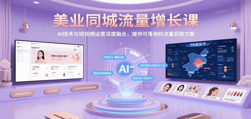 美业同城流量增长课，AI技术与短视频运营深度融合，提供可落地的流量获取方案-轻创终点站
