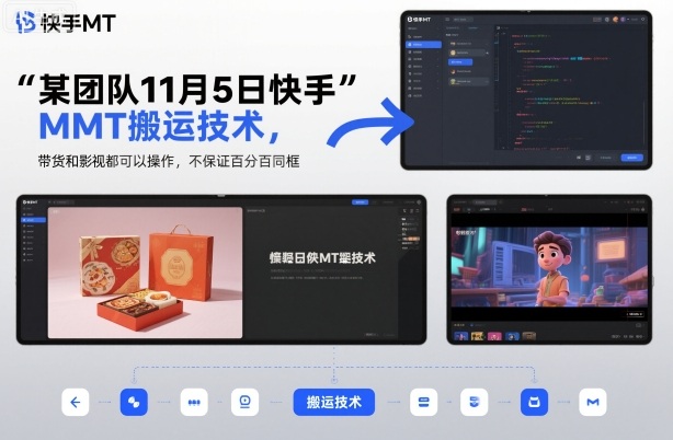 某团队11月5日快手MT搬运技术，带货和影视都可以操作，不保证百分百同框，自测-轻创终点站