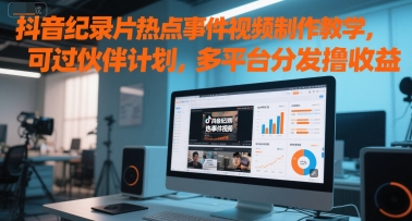 抖音纪录片热点事件视频制作教学，可过伙伴计划，多平台分发撸收益-轻创终点站