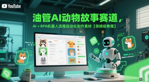 油管AI动物故事赛道，AI+RPA机器人流程自动化制作素材【保姆级教程】-轻创终点站