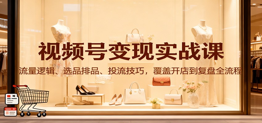 视频号变现实战课：流量逻辑、选品排品、投流技巧，覆盖开店到复盘全流程-轻创终点站