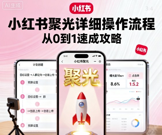 小红书聚光详细操作流程，小红书聚光从0到1速成攻略-轻创终点站