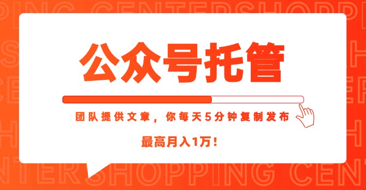 【公众号托管 】我提供文章，你每天５分钟复制发布，最高月入1W-轻创终点站