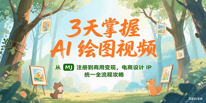 3天掌握AI绘图视频，从MJ 注册到商用变现，电商设计IP统一全流程攻略-轻创终点站