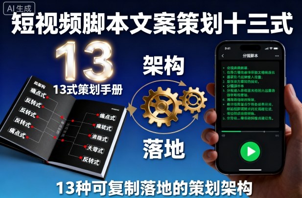 短视频脚本文案策划十三式，13种可复制落地的策划架构-轻创终点站