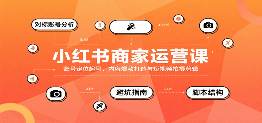 小红书商家运营课，账号定位起号、内容爆款打造与短视频拍摄剪辑-轻创终点站