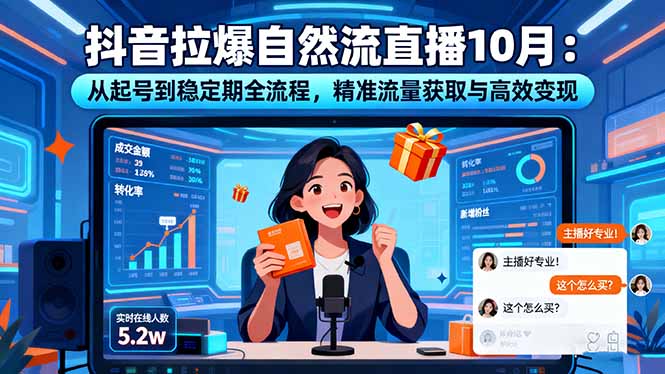 抖音拉爆自然流直播10月:从起号到稳定期全流程,精准流量获取与高效变现-轻创终点站