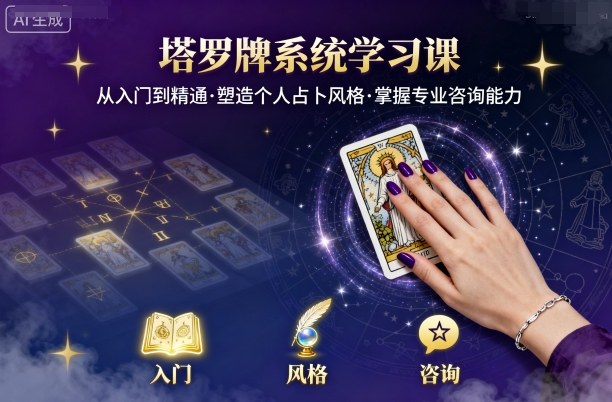 塔罗牌系统学习课，助你从入门到精通，塑造个人占卜风格，掌握专业咨询能力-轻创终点站