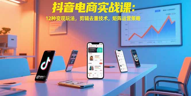 抖音电商实战课：12种变现玩法，剪辑去重技术，矩阵运营策略-轻创终点站