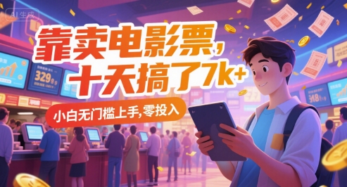 靠卖电影票，十天搞了7k+，小白无门槛上手，零投入【揭秘】-轻创终点站
