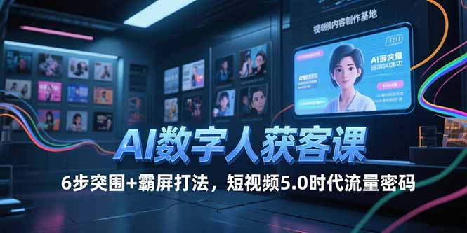 AI数字人获客课，6步突围+霸屏打法，短视频5.0时代流量密码-轻创终点站