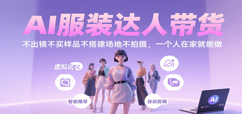 AI服装达人带货，不出镜不买样品不搭建场地不拍摄，一个人在家就能做-轻创终点站