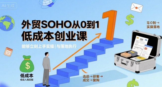 外贸SOHO从0到1低成本创业课，能够立刻上手实操与落地执行-轻创终点站