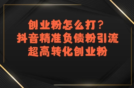 创业粉怎么打？抖音精准负债粉引流，超高转化创业粉-轻创终点站